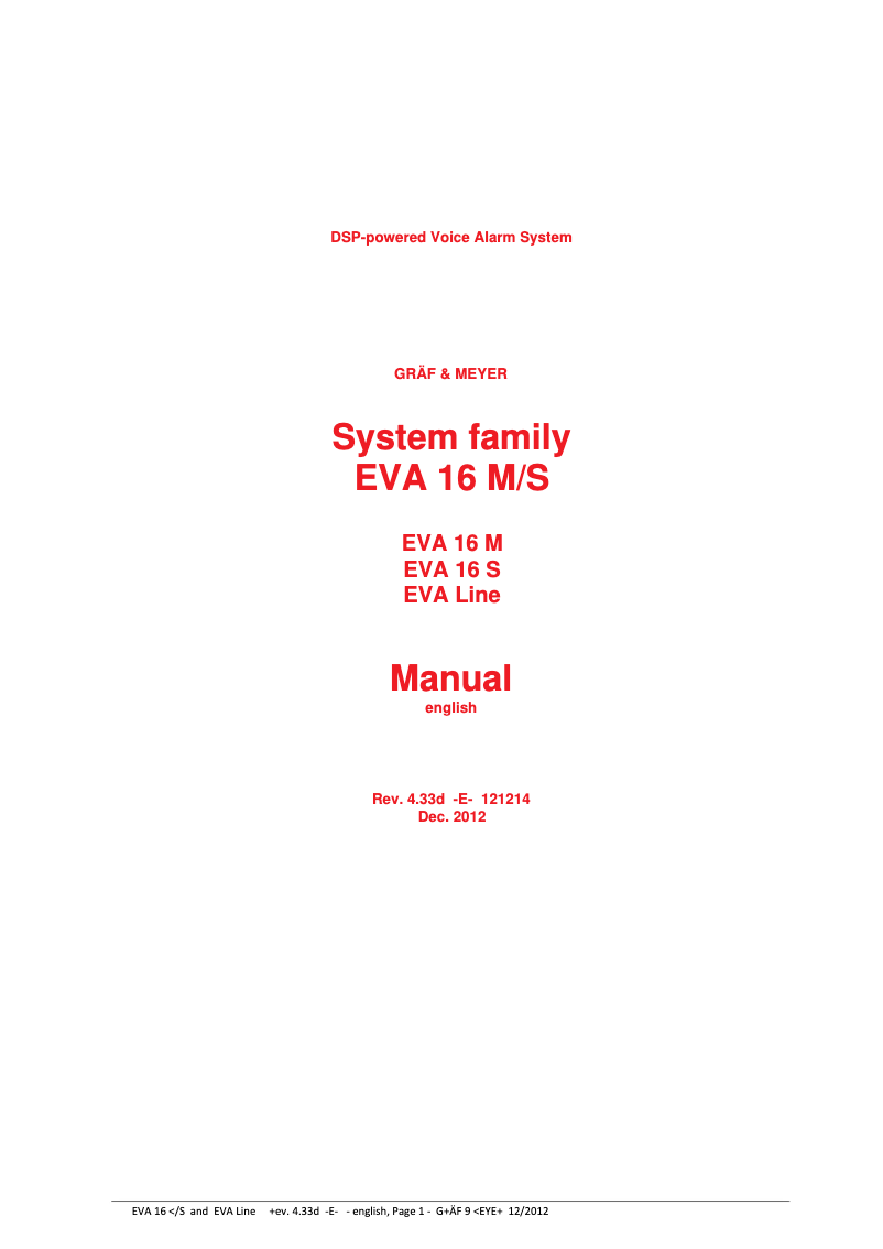 Page 1 of the manual User Manual Monacor EVA-16TER