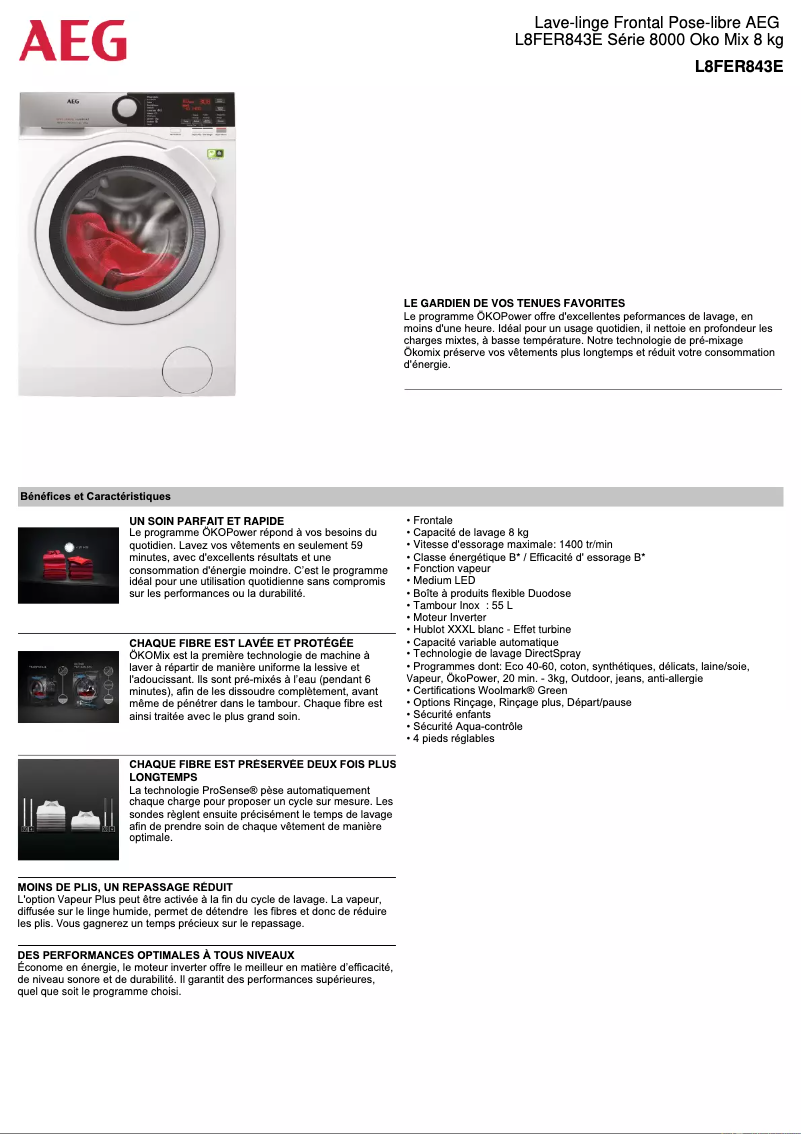 First page image of the manual for L8FER843E