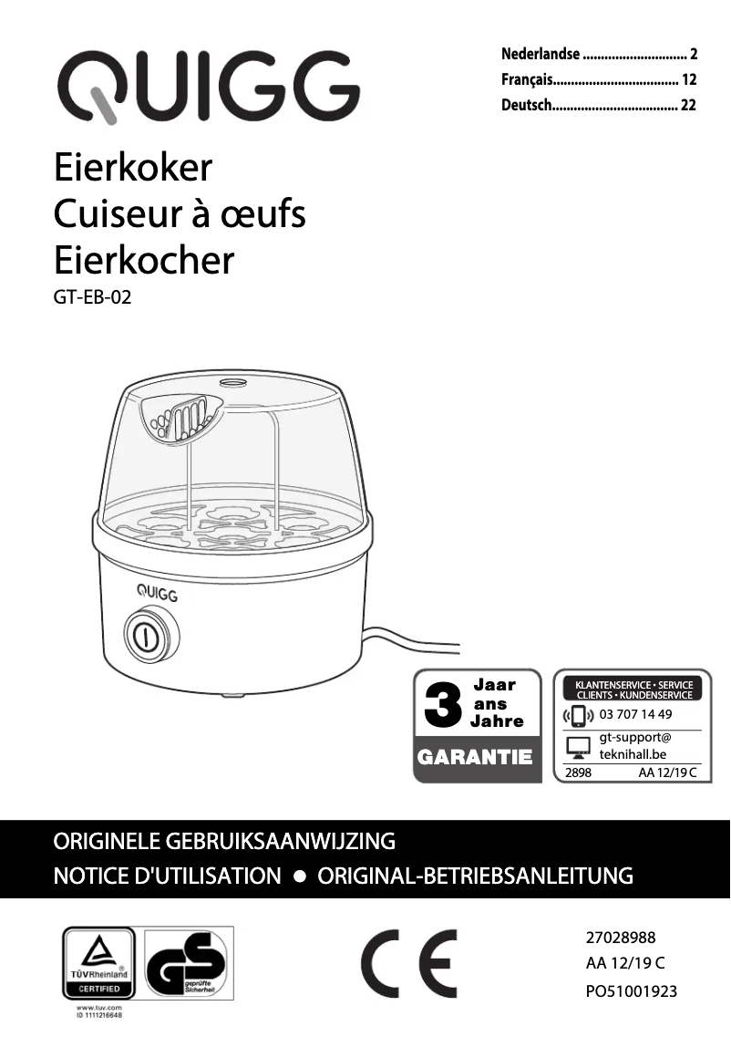 Page 1 of the manual User Manual Quigg GT-EB-02