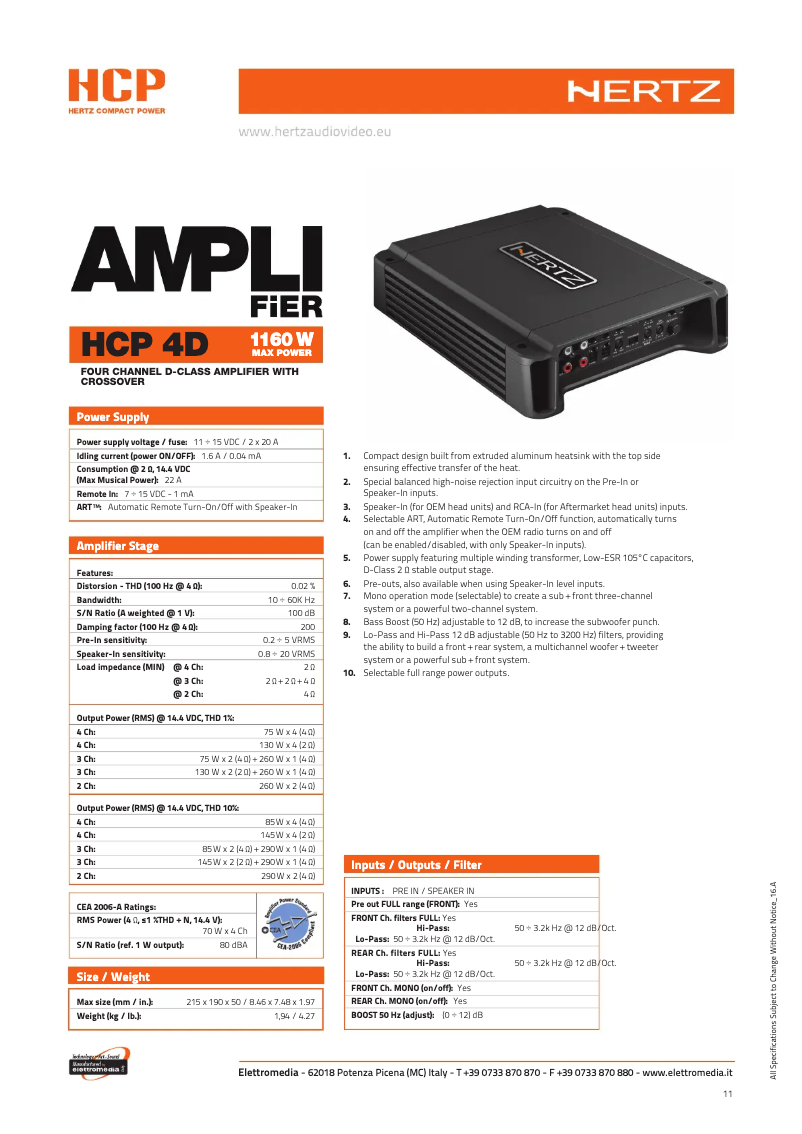 Image de la première page du manuel de l'appareil HCP 4D