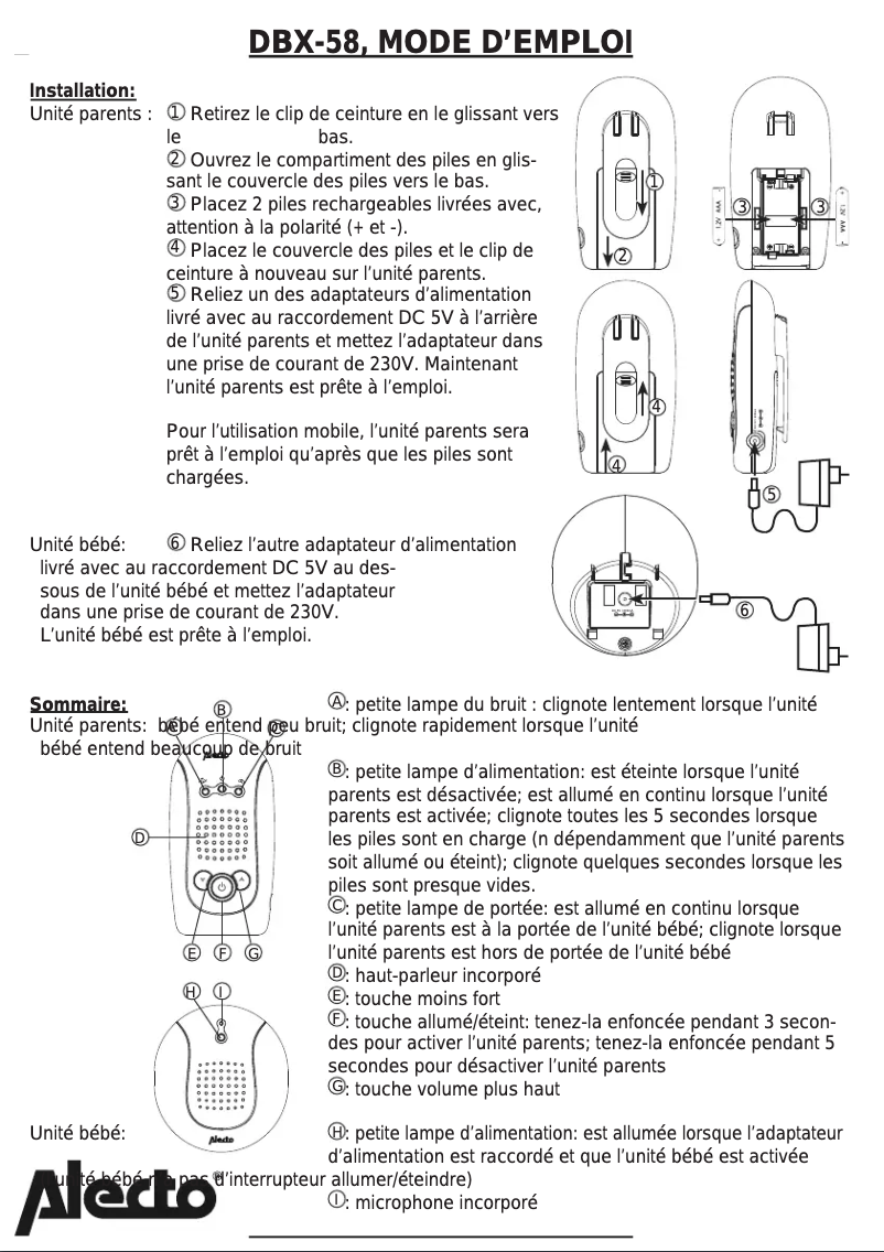 Page 1 of the manual User Manual Alecto DBX-58