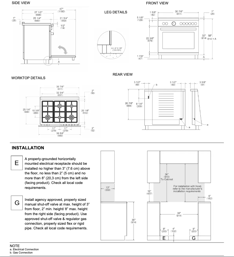 Page 1 of the manual Installation Guide Bertazzoni HER366BCFEPNET