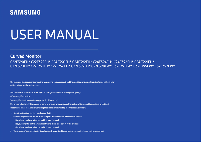 Page 1 of the manual User Manual Samsung LC24F390FHLXZS