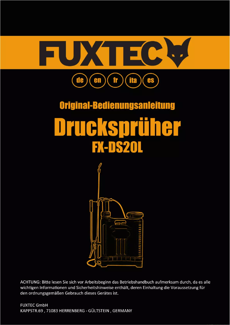 First page image of the manual for FX-DS20L