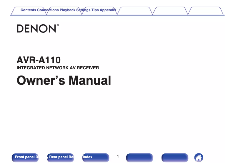 Page 1 of the manual User Manual Denon AVR-A110
