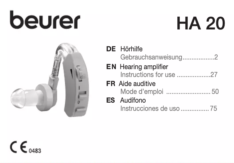 First page image of the manual for HA 20