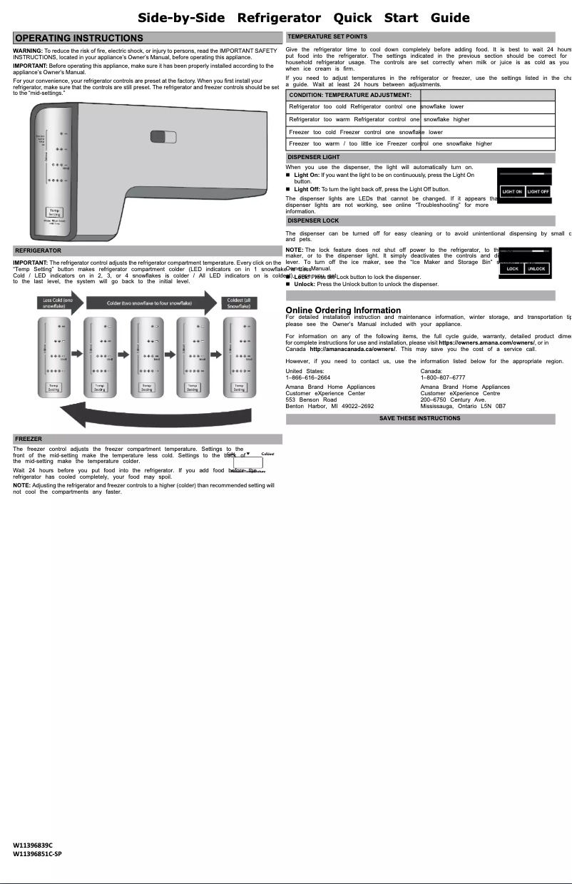 Page 1 of the manual Quick Start Guide Amana ASI2575GRB