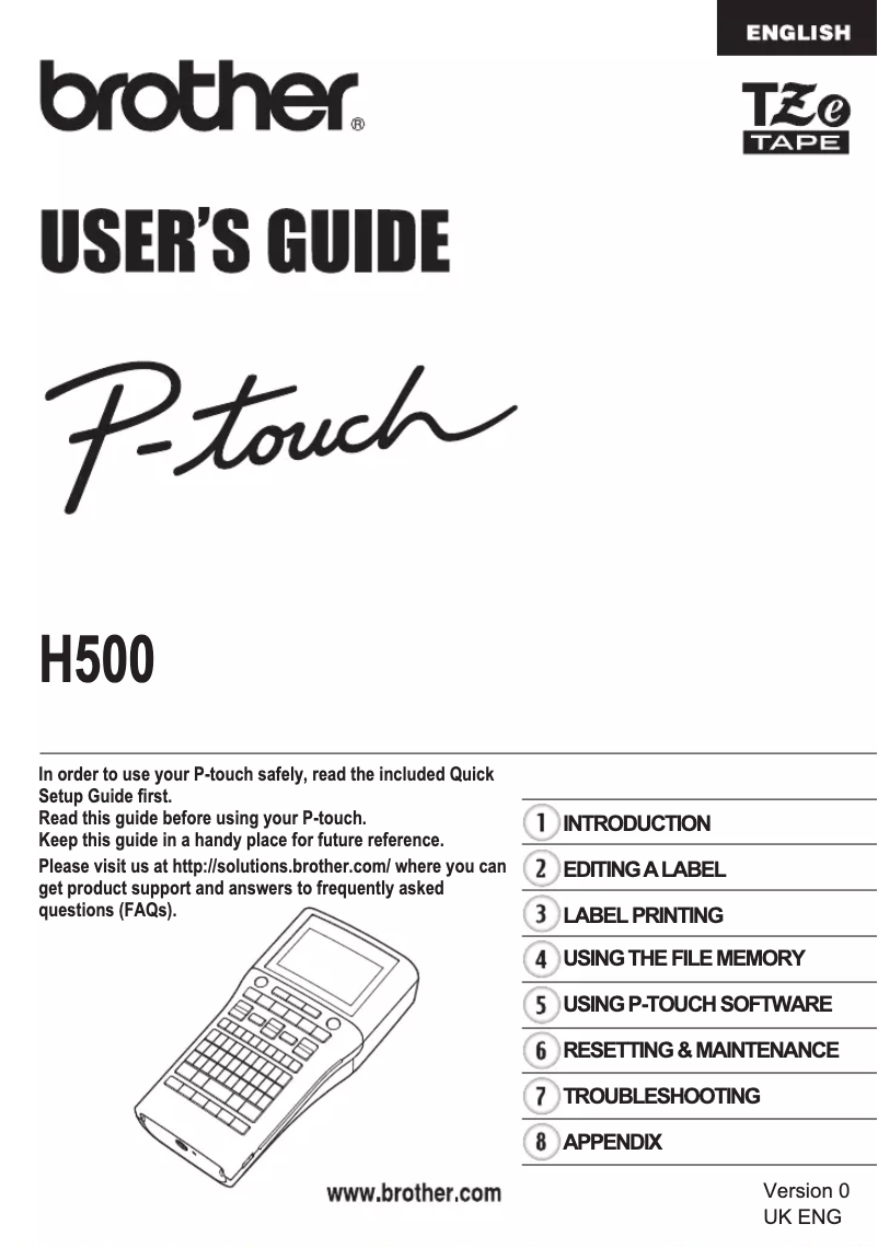 Page 1 of the manual User Manual Brother P-Touch PT-H500