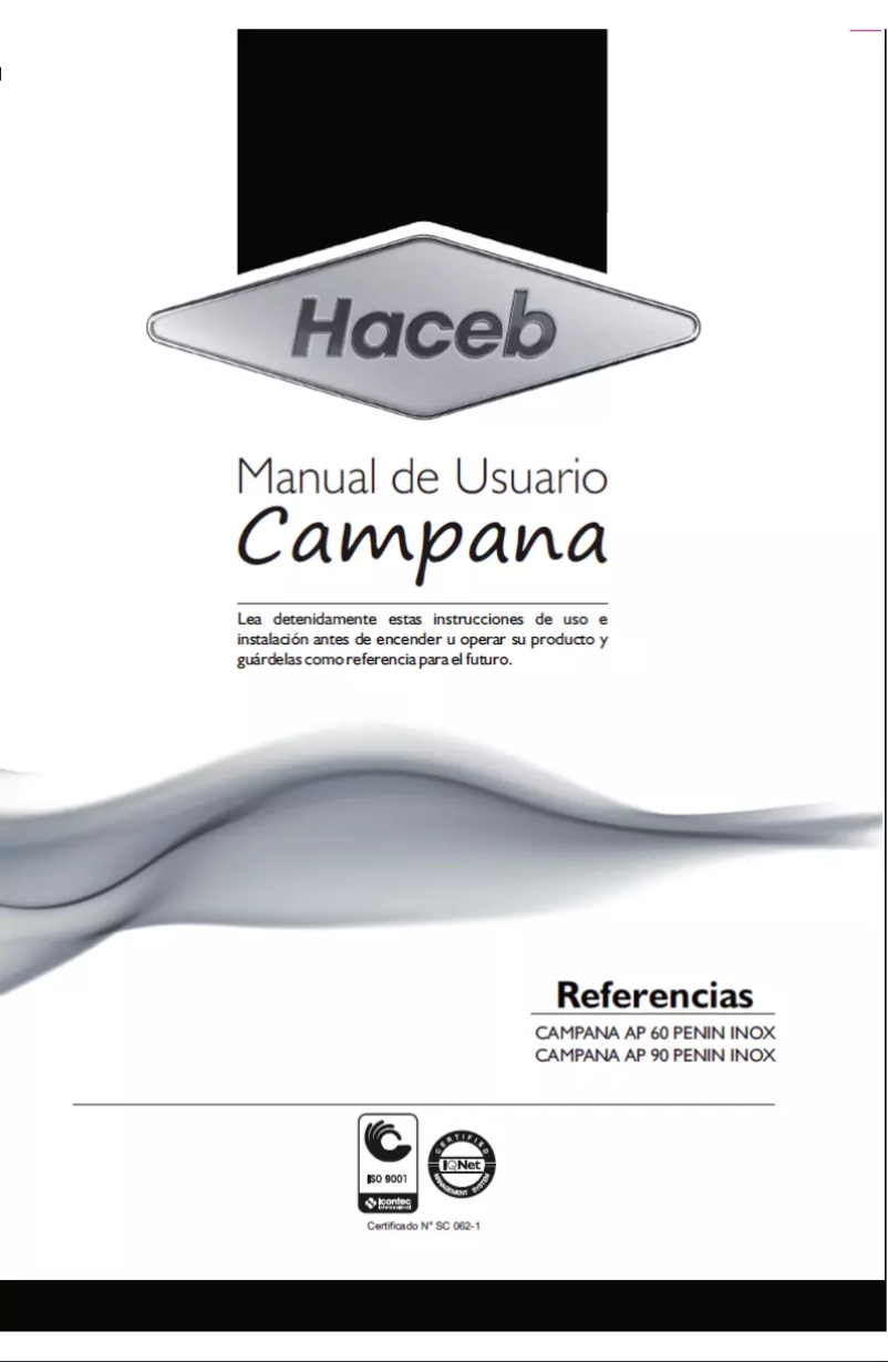 Page 1 of the manual User Manual Haceb Appiani 60 PENIN