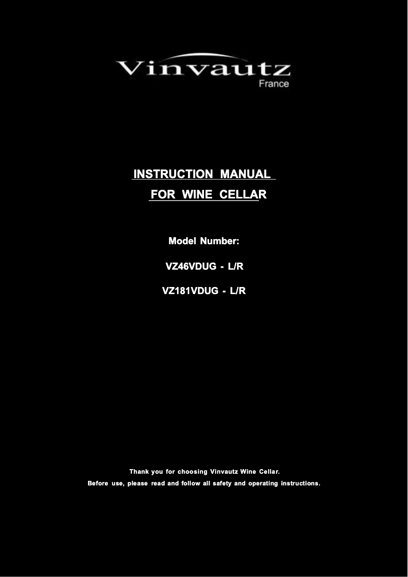 Page 1 of the manual User Manual Vinvautz VZ46VDUG