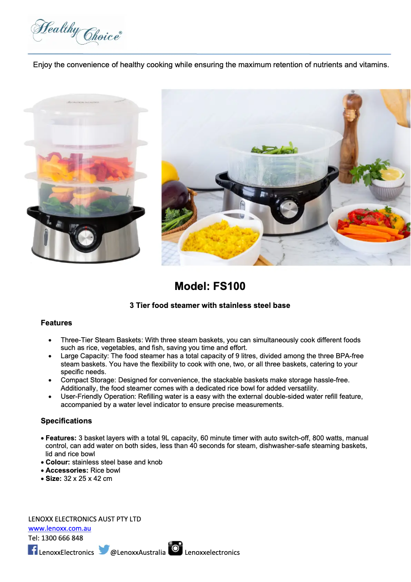 First page image of the manual for FS100