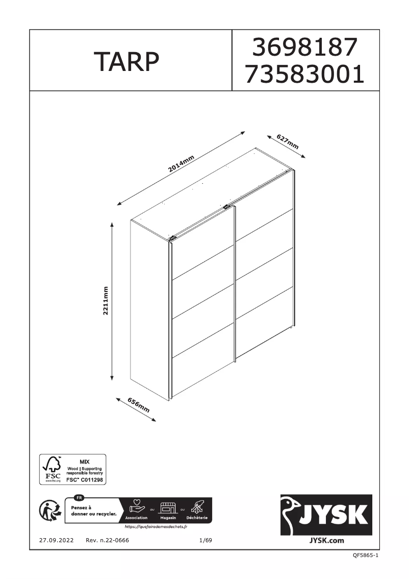 First page image of the manual for TARP 202x221