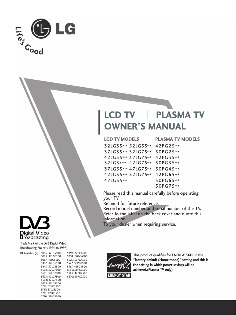 Page 1 of the manual User Manual LG 373500.AEU