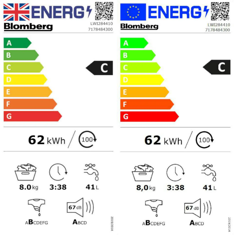 Page 1 of the manual Energy Label Blomberg LWI284410