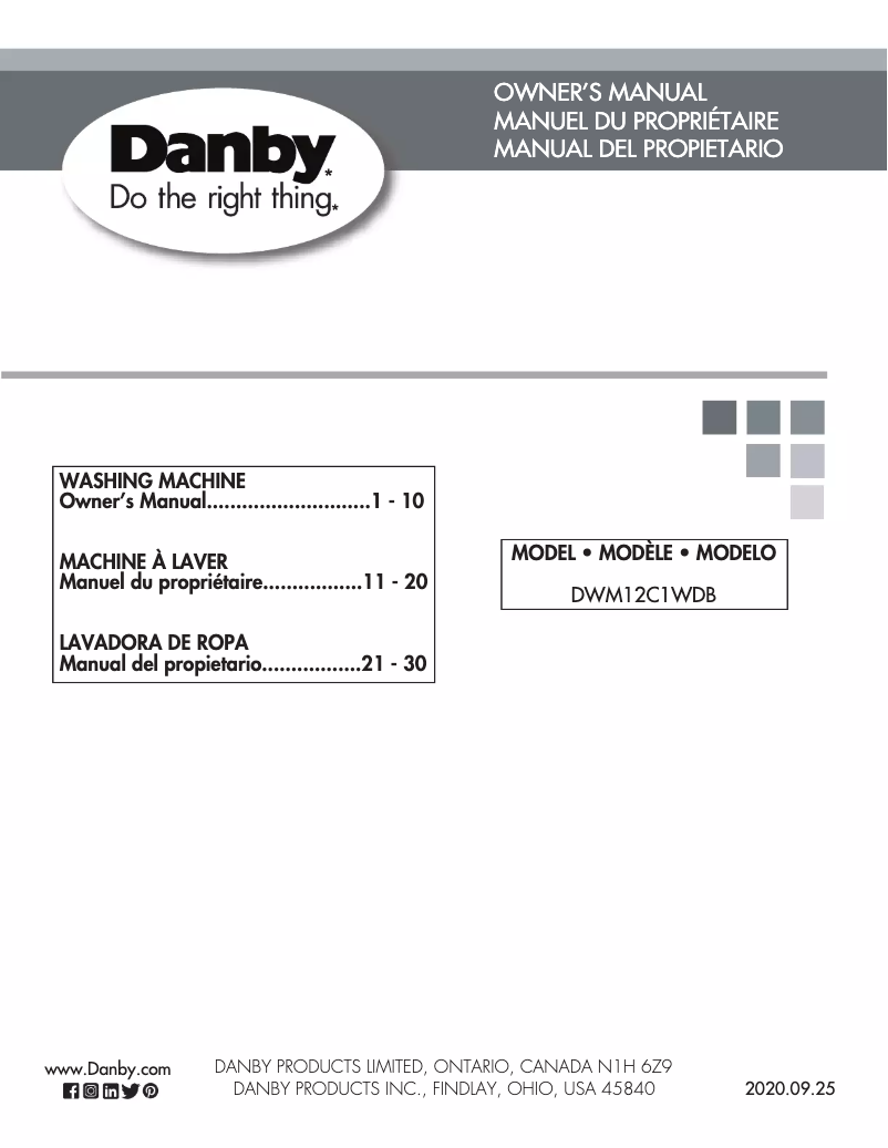 Page 1 of the manual User Manual Danby DWM12C1WDB-6