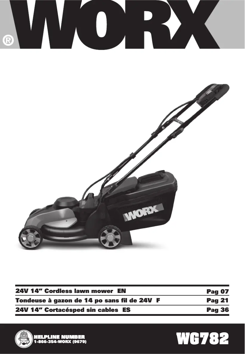 Page 1 de la notice Manuel utilisateur Worx WG782