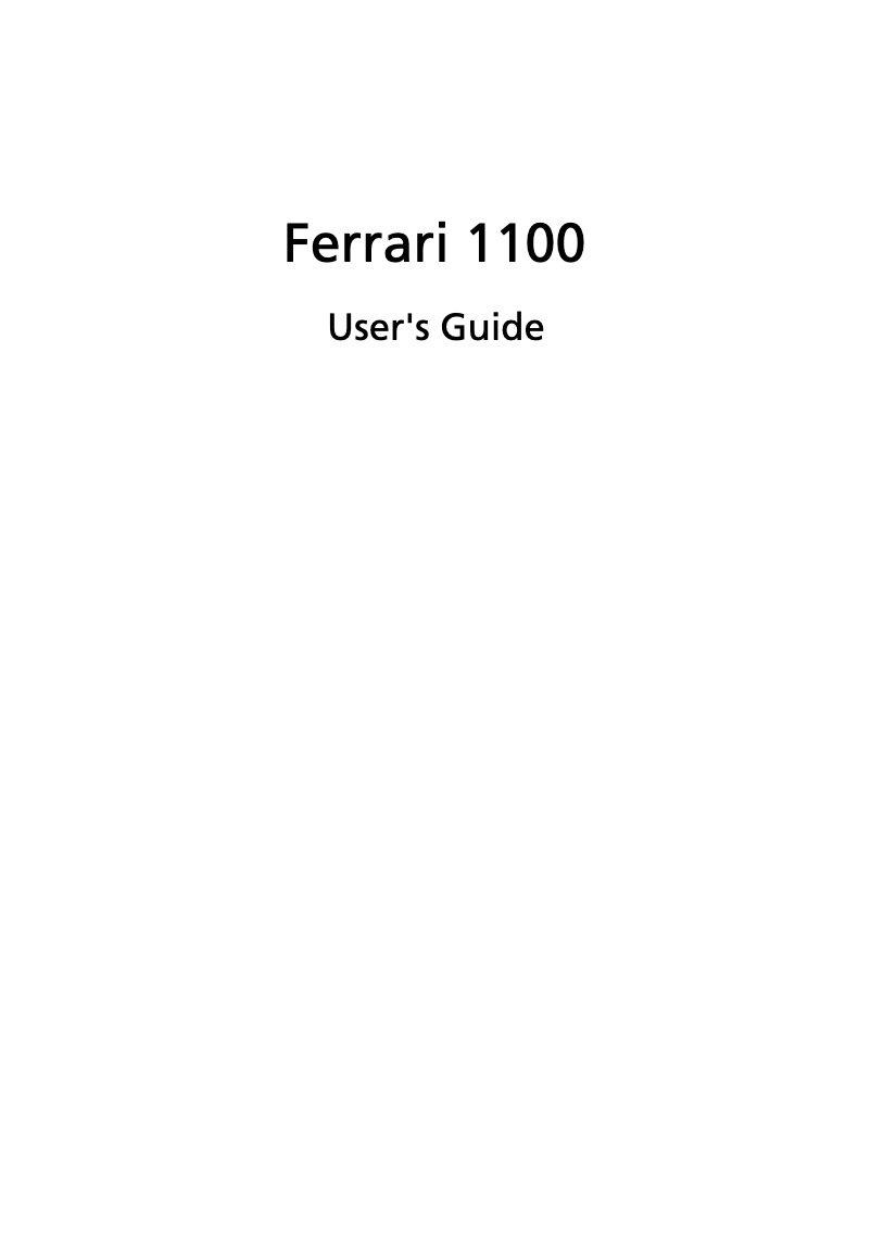 First page image of the manual for Ferrari 1100