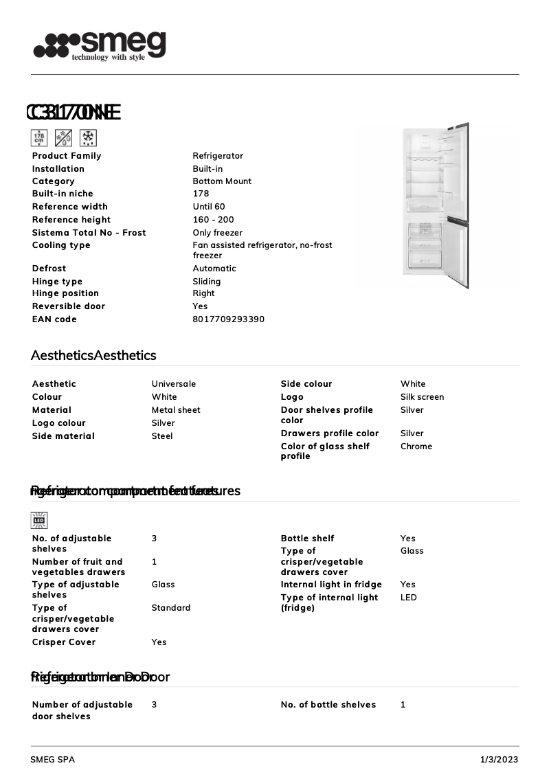 Page 1 of the manual Brochure Smeg C3170NE