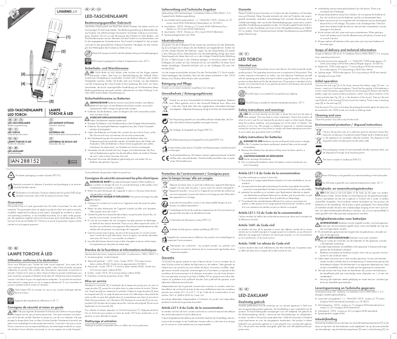 Page 1 of the manual User Manual Livarno Lux IAN 288152