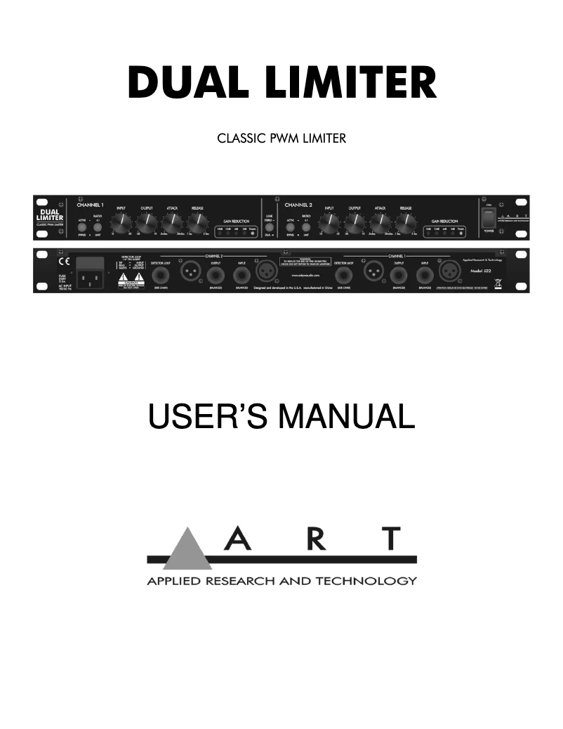 Page 1 of the manual User Manual ART Dual Limiter