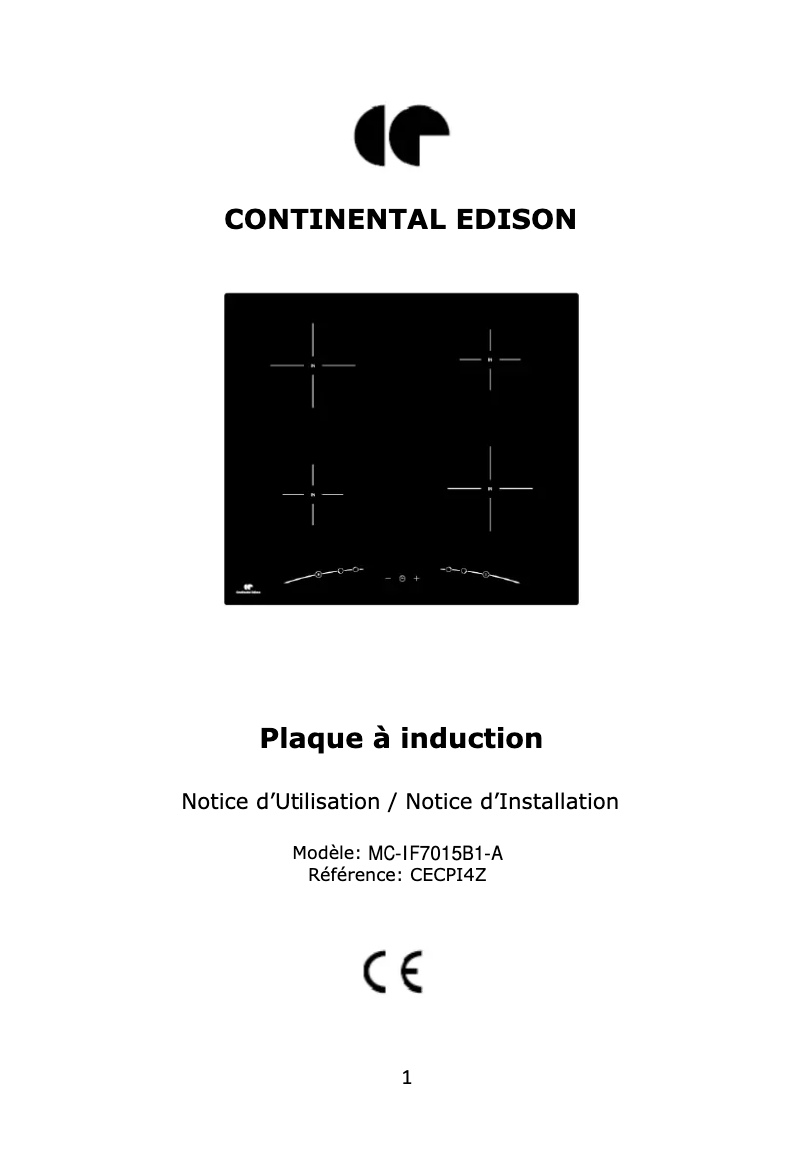 Page 1 of the manual User Manual Continental Edison CECPI4Z