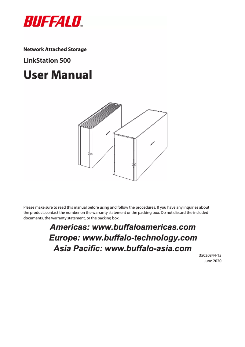 First page image of the manual for LinkStation 510D