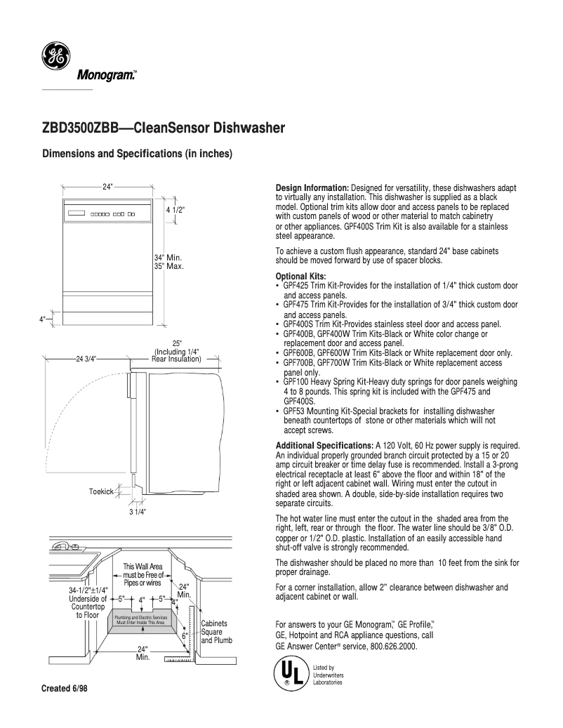 First page image of the manual for ZBD3500ZBB