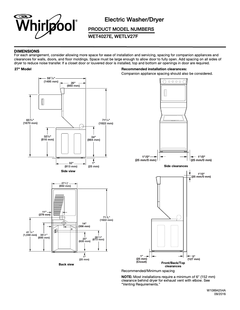 First page image of the manual for WET4027H