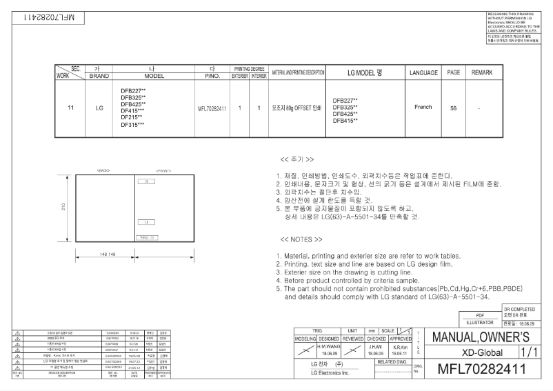 Page 1 of the manual User Manual LG DFB325HM