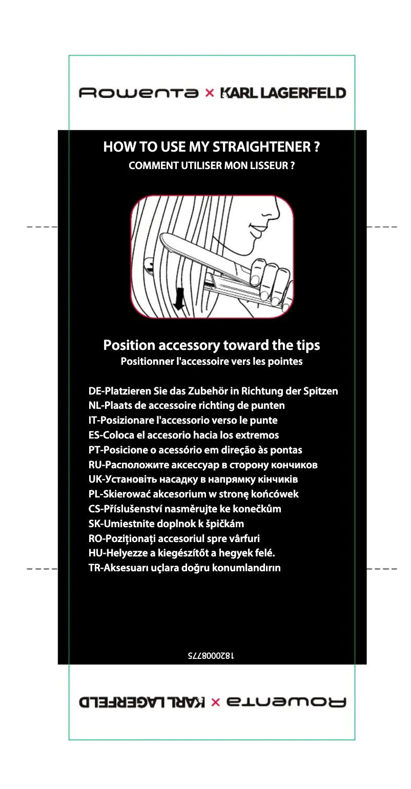 Page 1 of the manual Quick Start Guide Rowenta X Karl Lagerfeld K/Pro Stylist SF467L