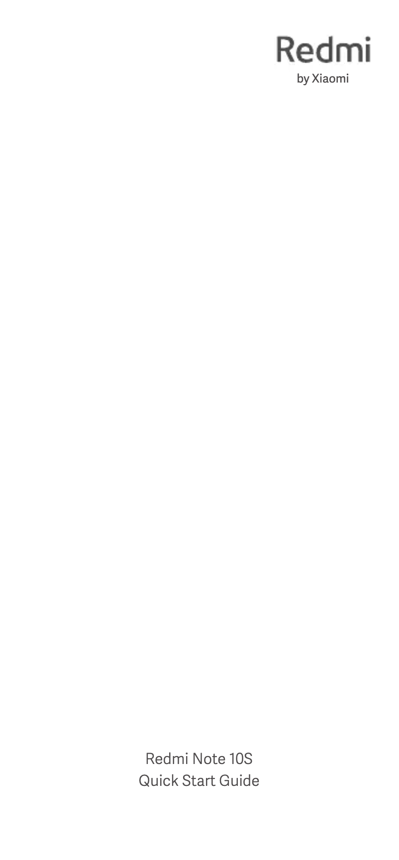 Page 1 of the manual Quick Start Guide Xiaomi Redmi Note 10S