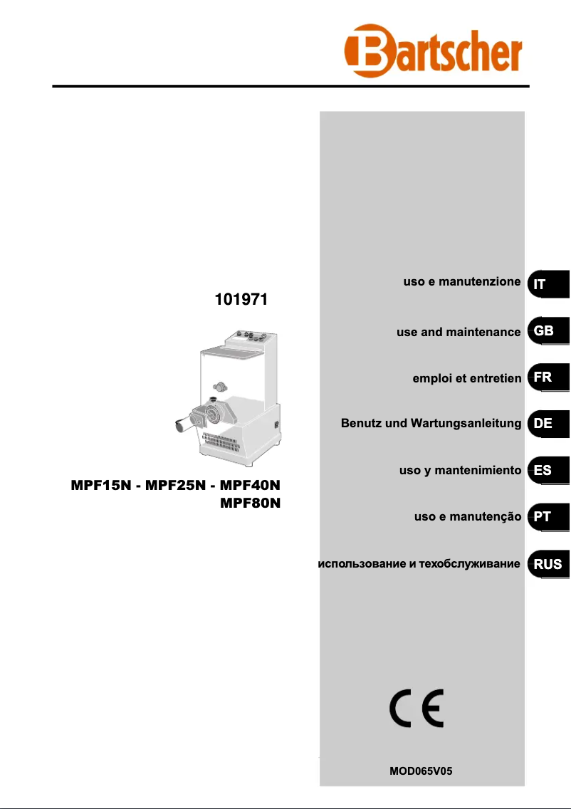 Page 1 of the manual User Manual Bartscher 101971