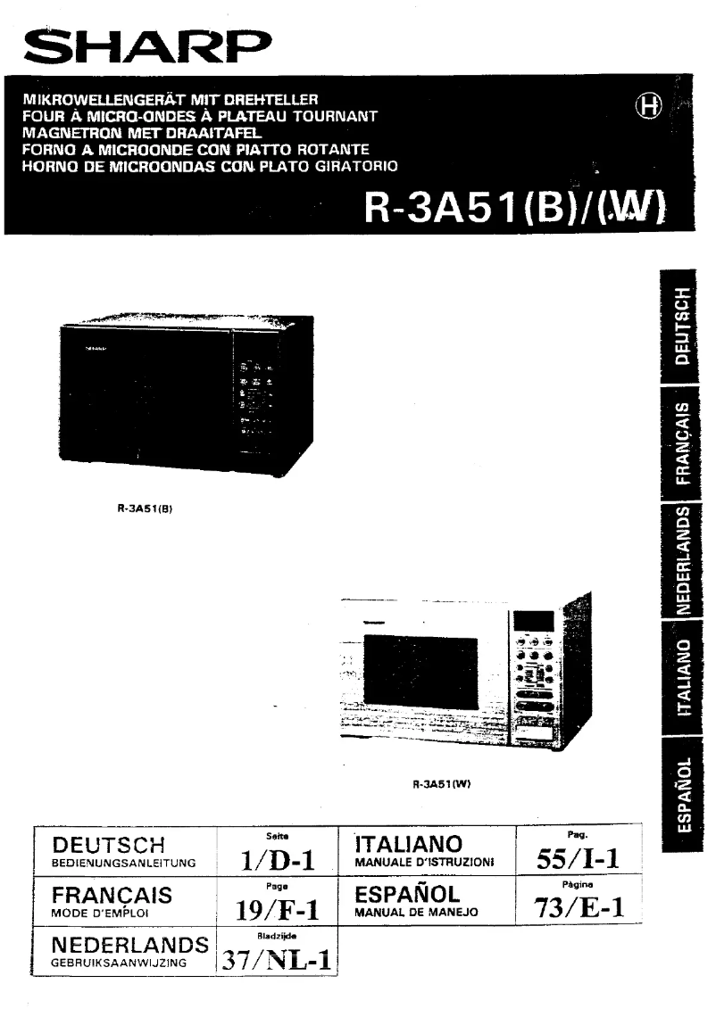 Page 1 of the manual User Manual Sharp R-3A51B