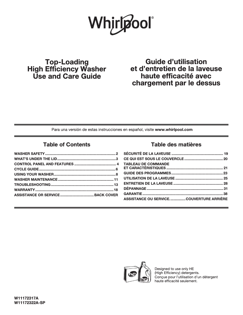 First page image of the manual for WTW4850HW