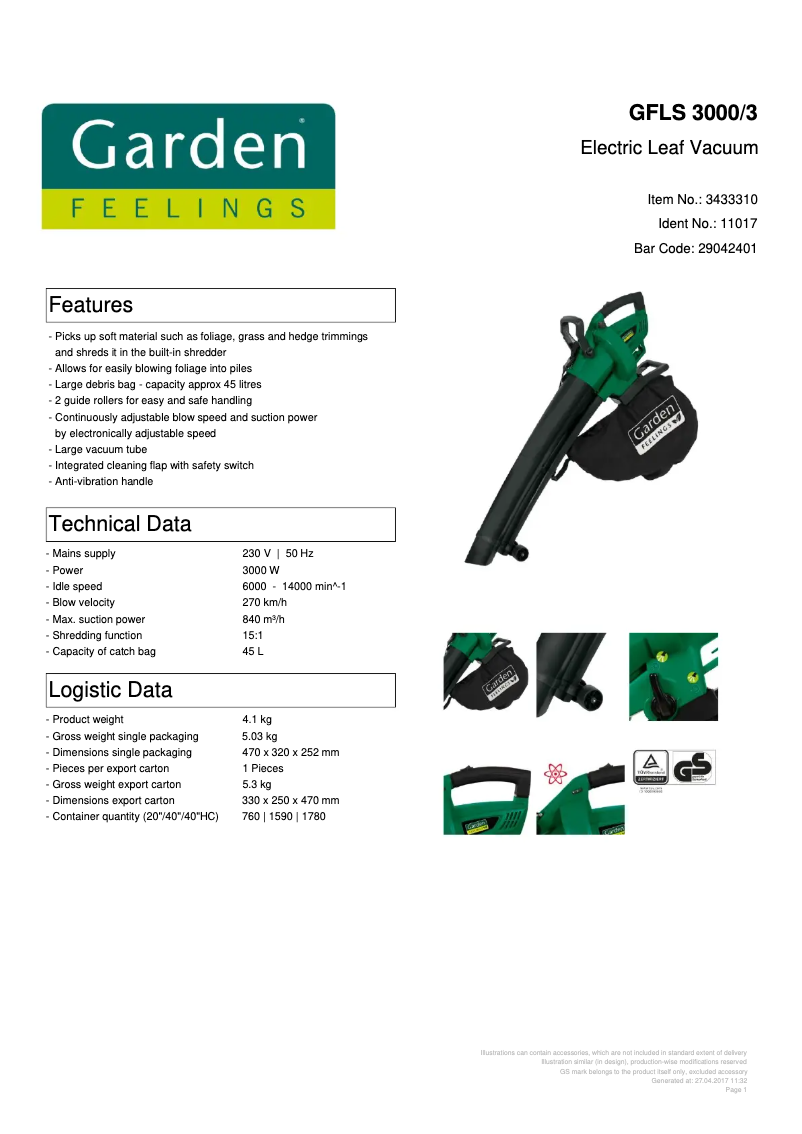 First page image of the manual for GFLS 3000/3