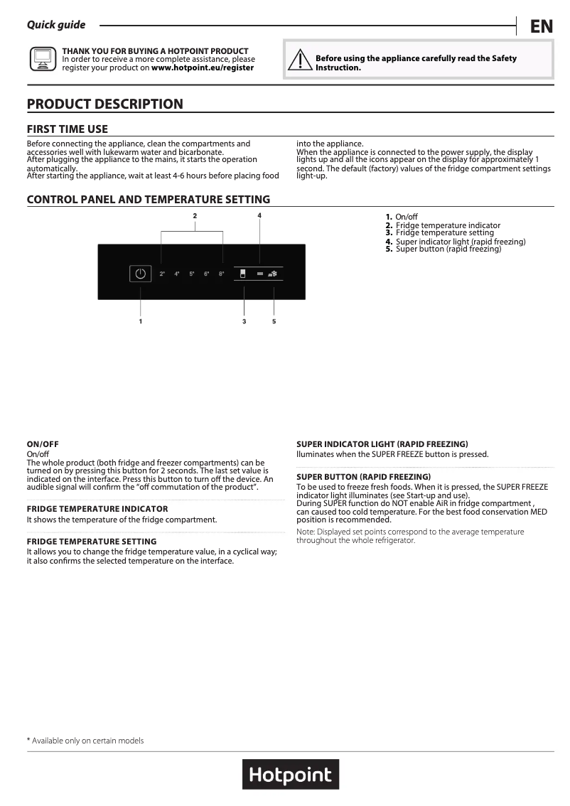 Page 1 of the manual User Manual Hotpoint H3T 811I W