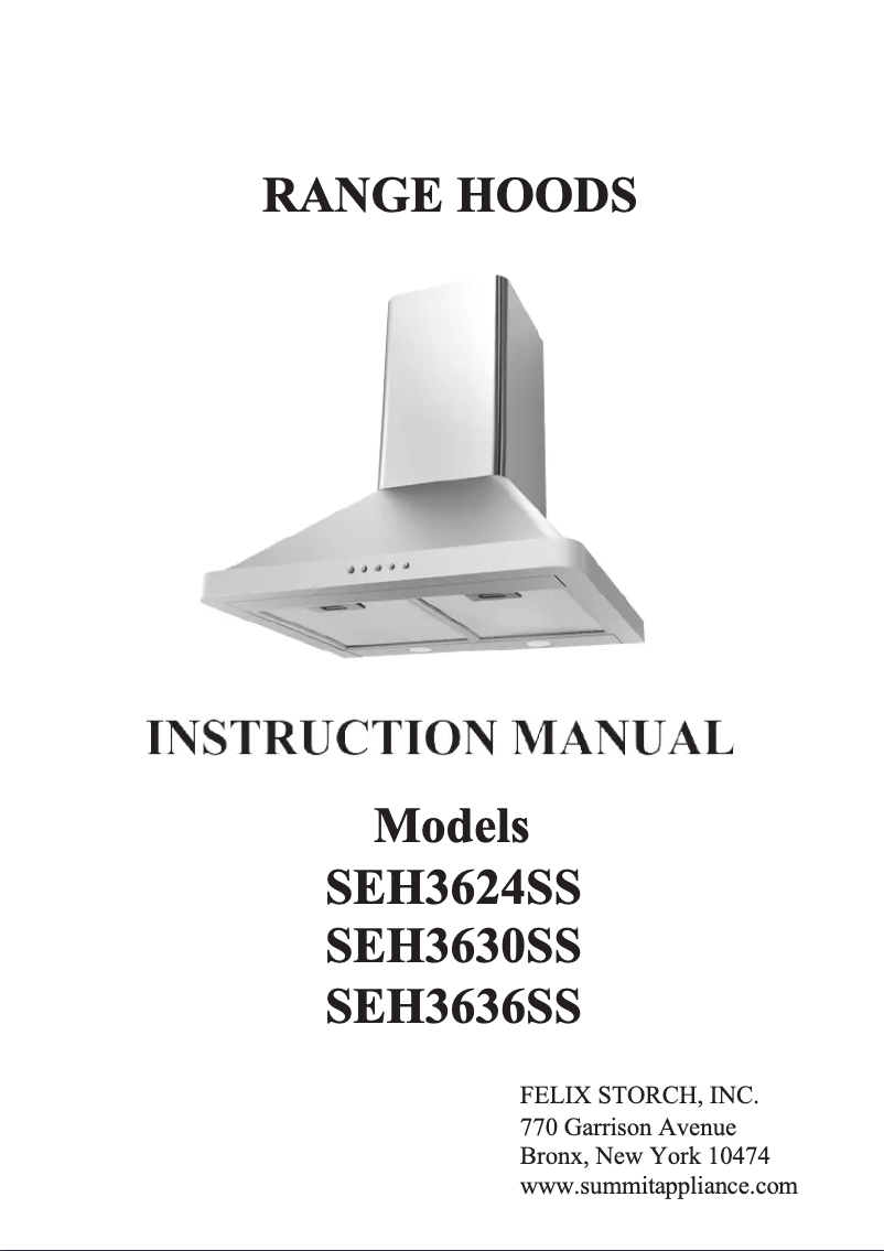 First page image of the manual for SEH3630SS
