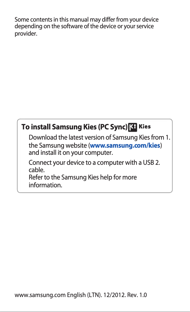 Page 1 of the manual User Manual Samsung Galaxy Pocket Plus