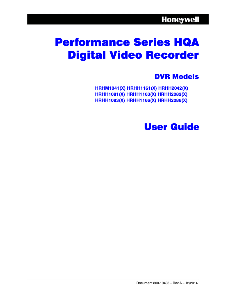 First page image of the manual for Performance HRHM1041