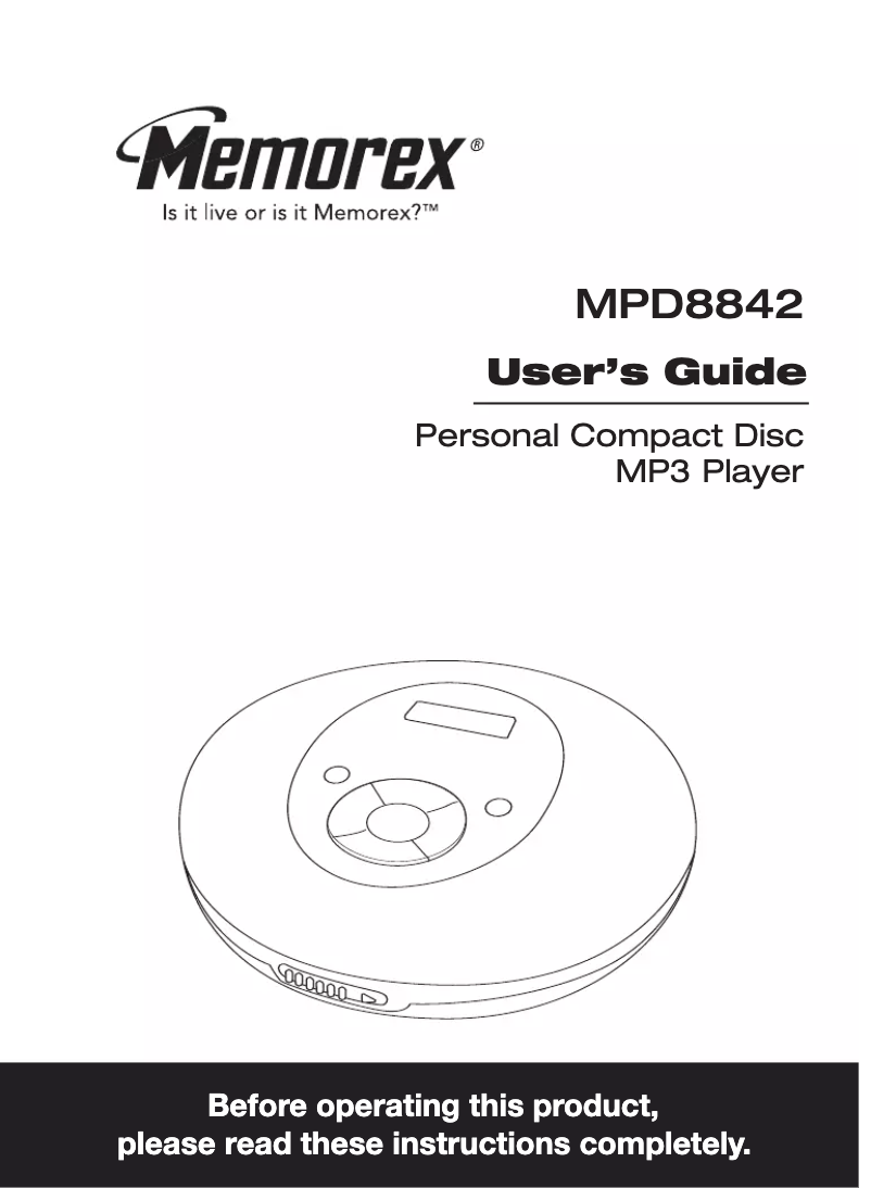 First page image of the manual for MPD8842