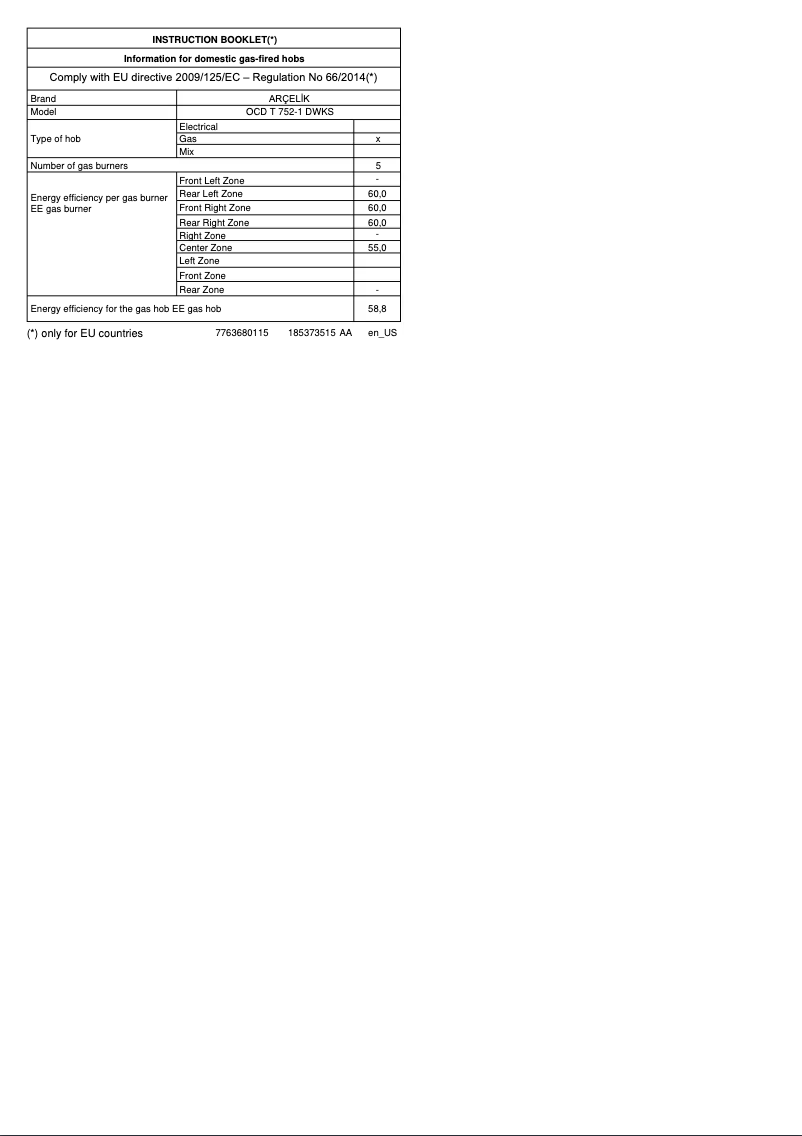 First page image of the manual for OCD T 752-1 DWKS
