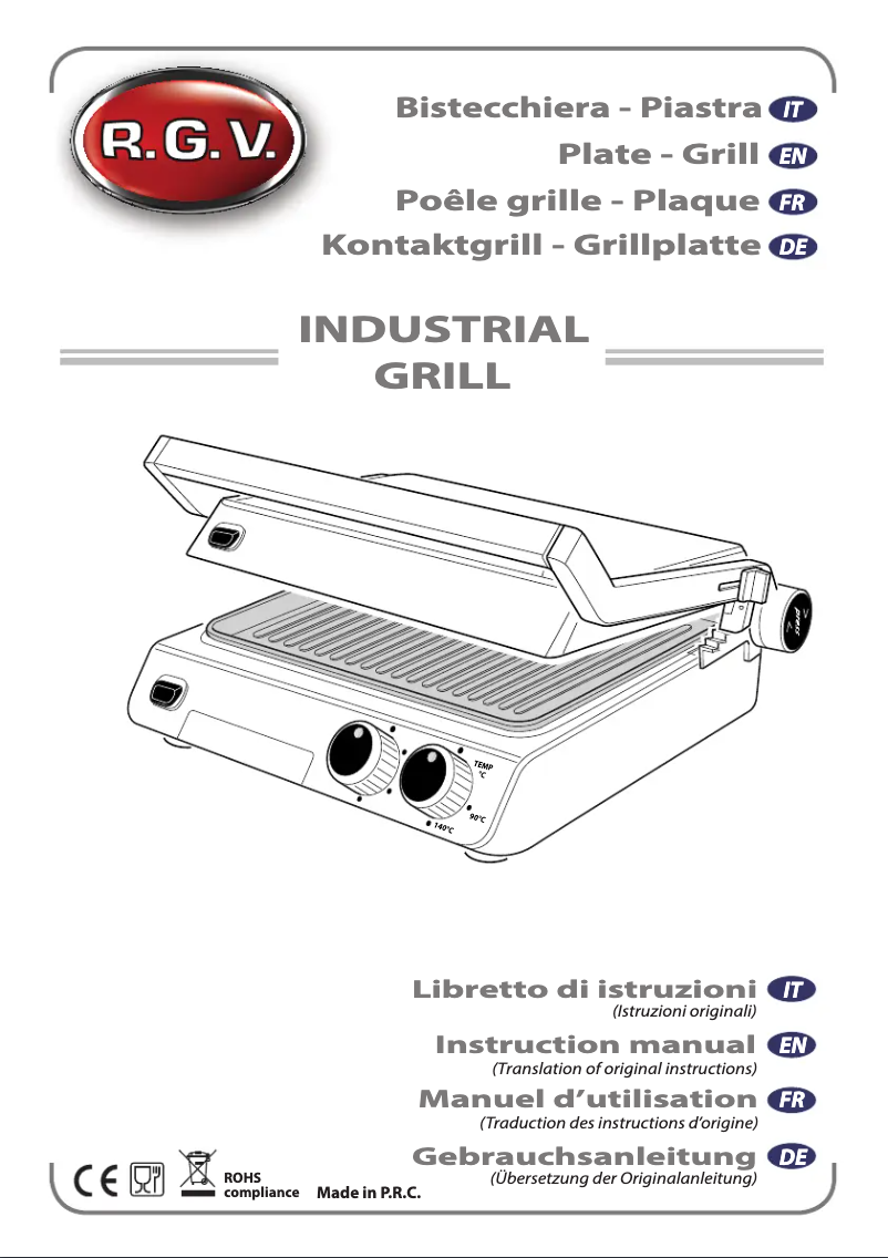 Image de la première page du manuel de l'appareil Industrial Grill