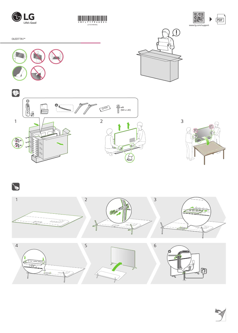 Page 1 of the manual Installation Guide LG OLED77A16LA
