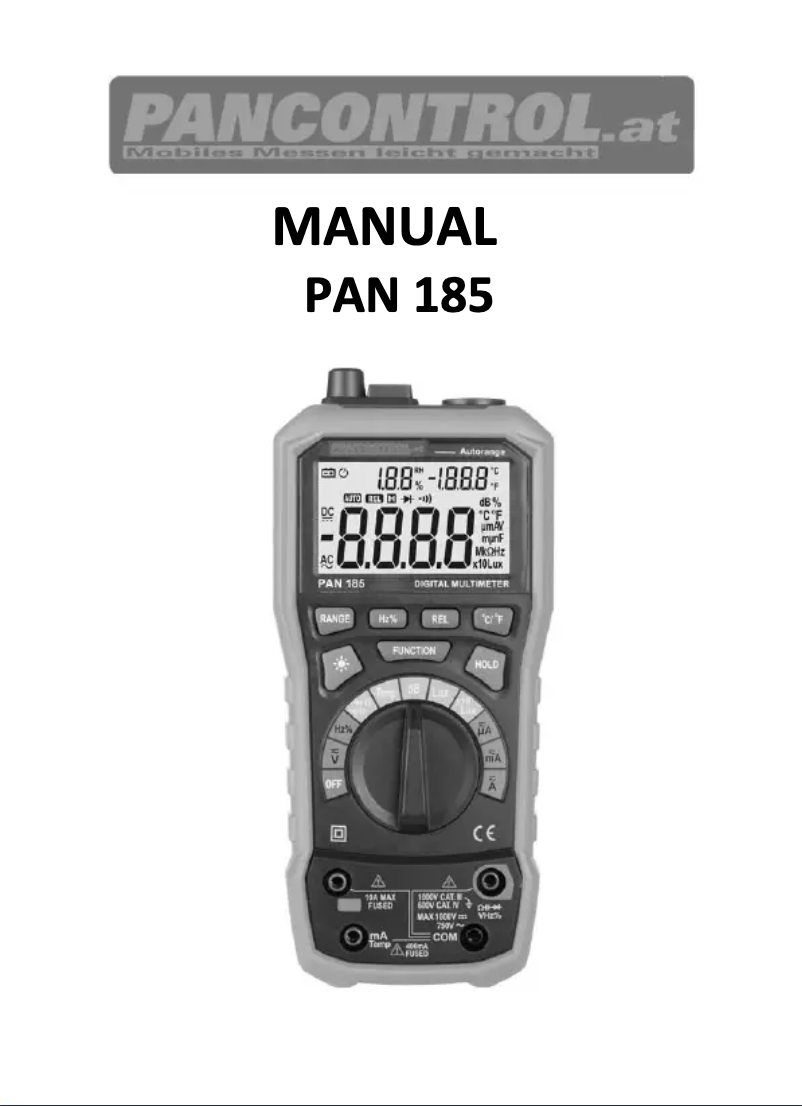 Page 1 of the manual User Manual Pancontrol PAN 185