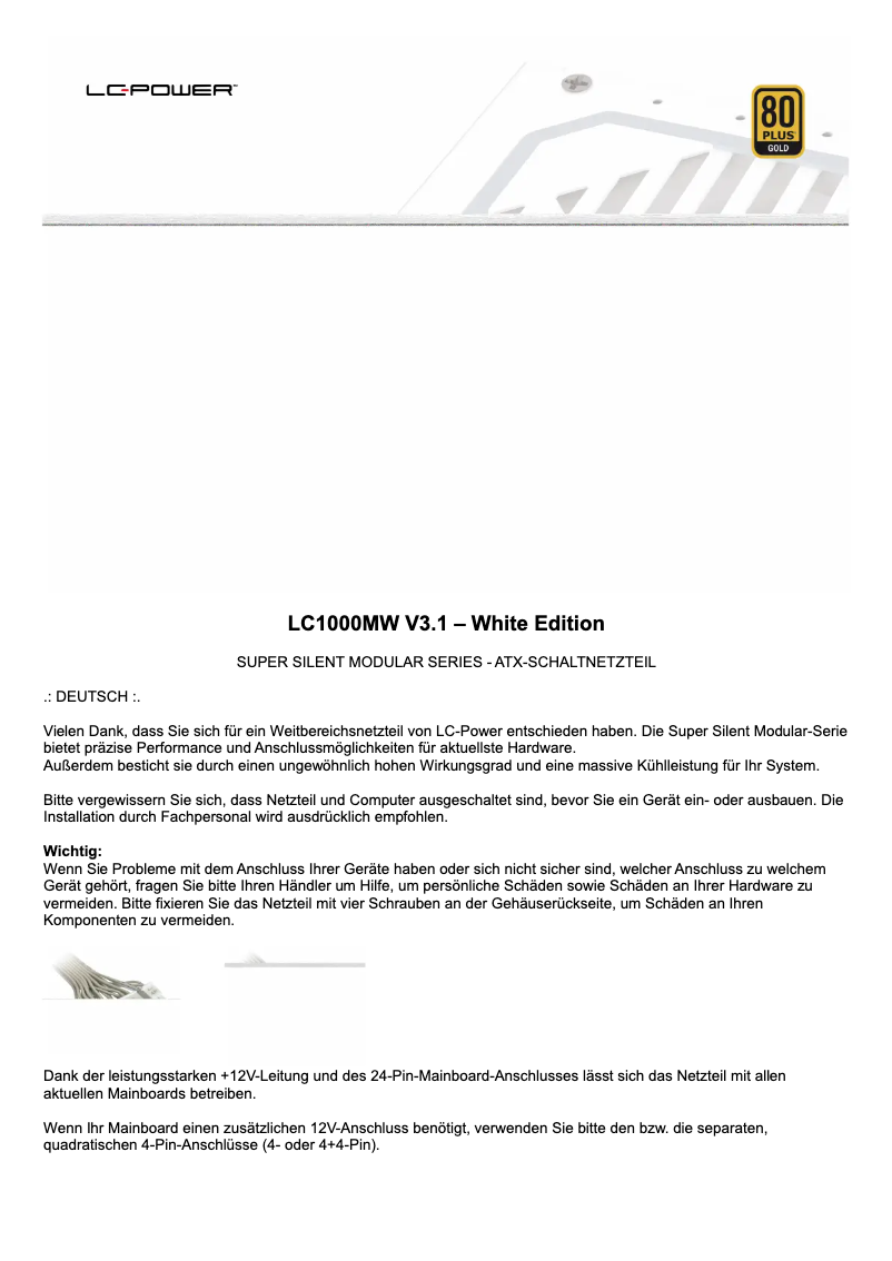 First page image of the manual for LC1000MW V3.1