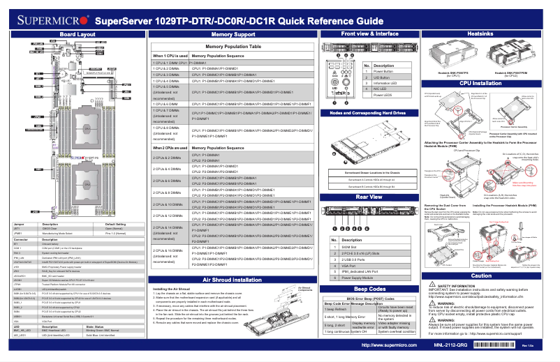Page 1 of the manual Quick Start Guide Supermicro SuperServer 1029TP-DC1R