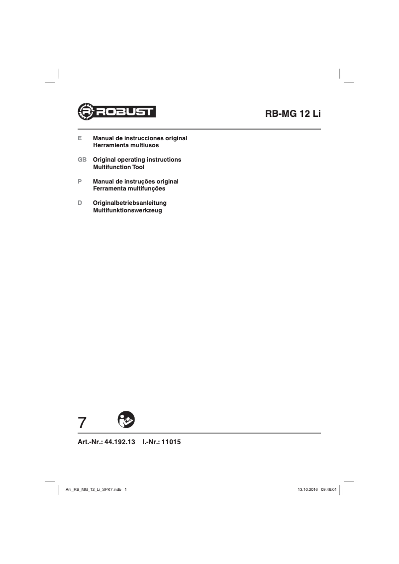 Page 1 of the manual User Manual Robust RB-TK 12 Li