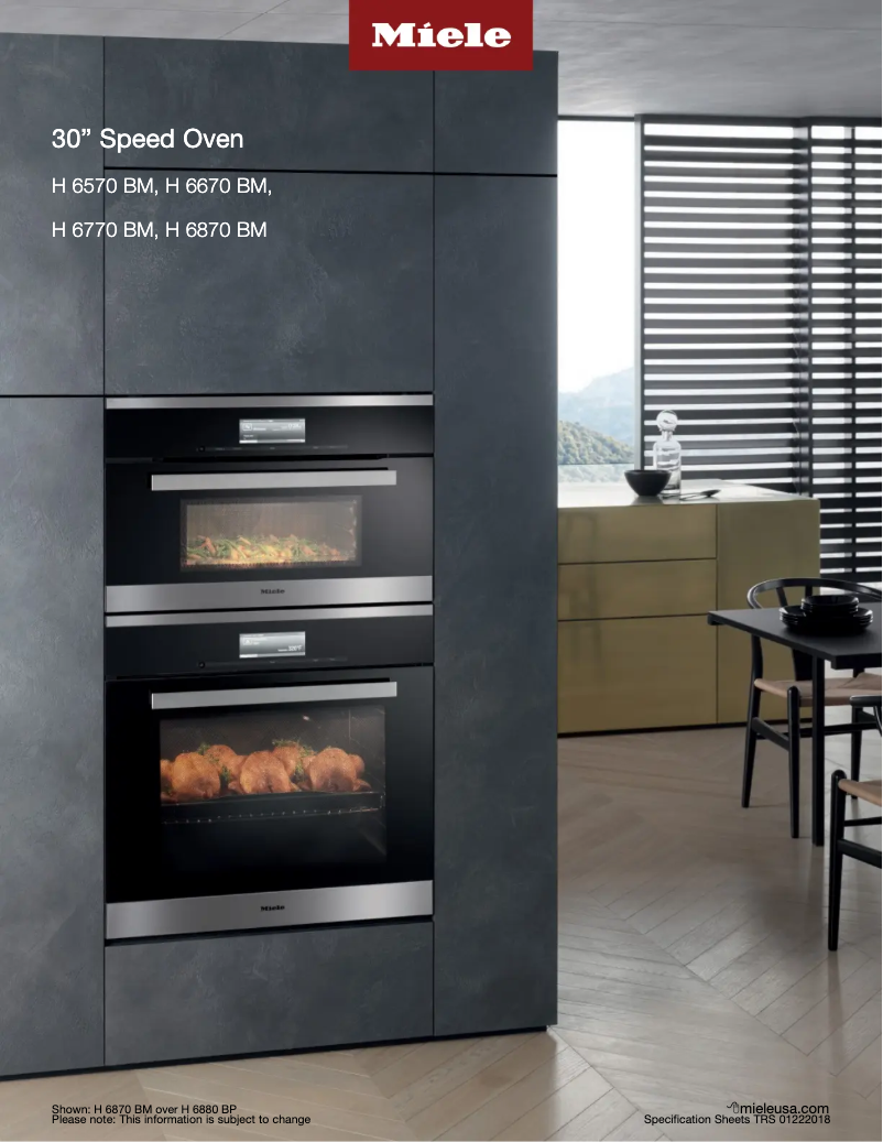 Page 1 of the manual Technical Sheet Miele H 6870 BM