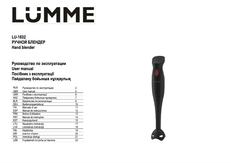 First page image of the manual for LU-1832