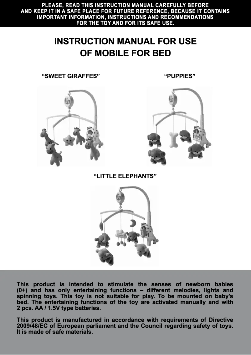 First page image of the manual for Puppies